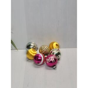 7 MCM Vintage Christmas Tree Ornaments, Assorted Bulbs
